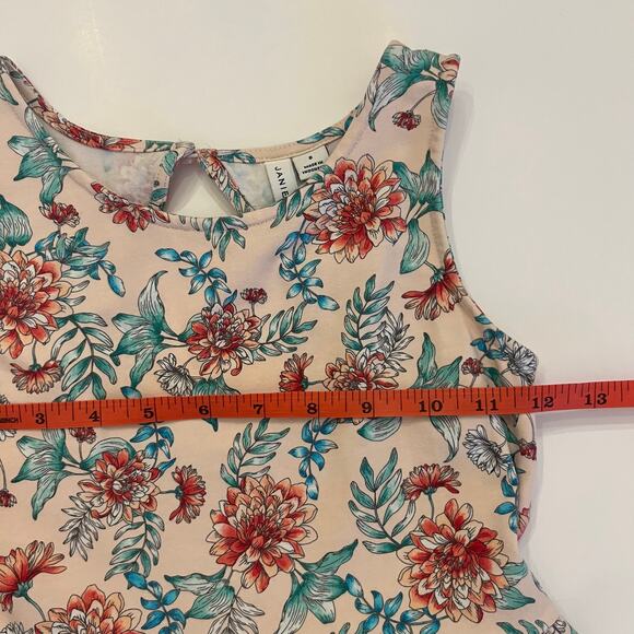 Janie and Jack Sleeveless Dress Girls 8 Pink Floral Skater Ruffle Jersey Stretch - Picture 9 of 12